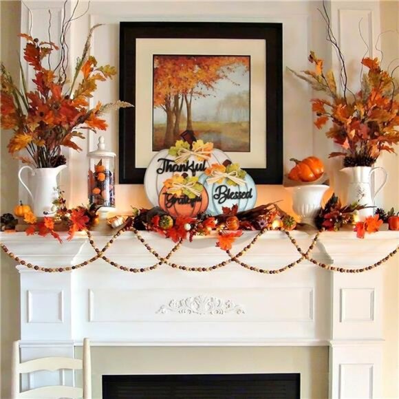 3 Pcs Fall Pumpkin Decor Wooden Table Sign Thankful Blessed Grateful Tabletop - Picture 4 of 8